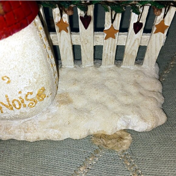 Deb Strain Raz, Vintage 1999, Snowman Playing the Violin with Cats on the Fence - Picture 2 of 6